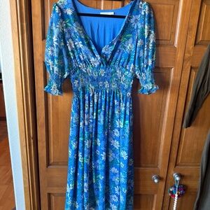 Lush Blue Floral Maxi Dress
